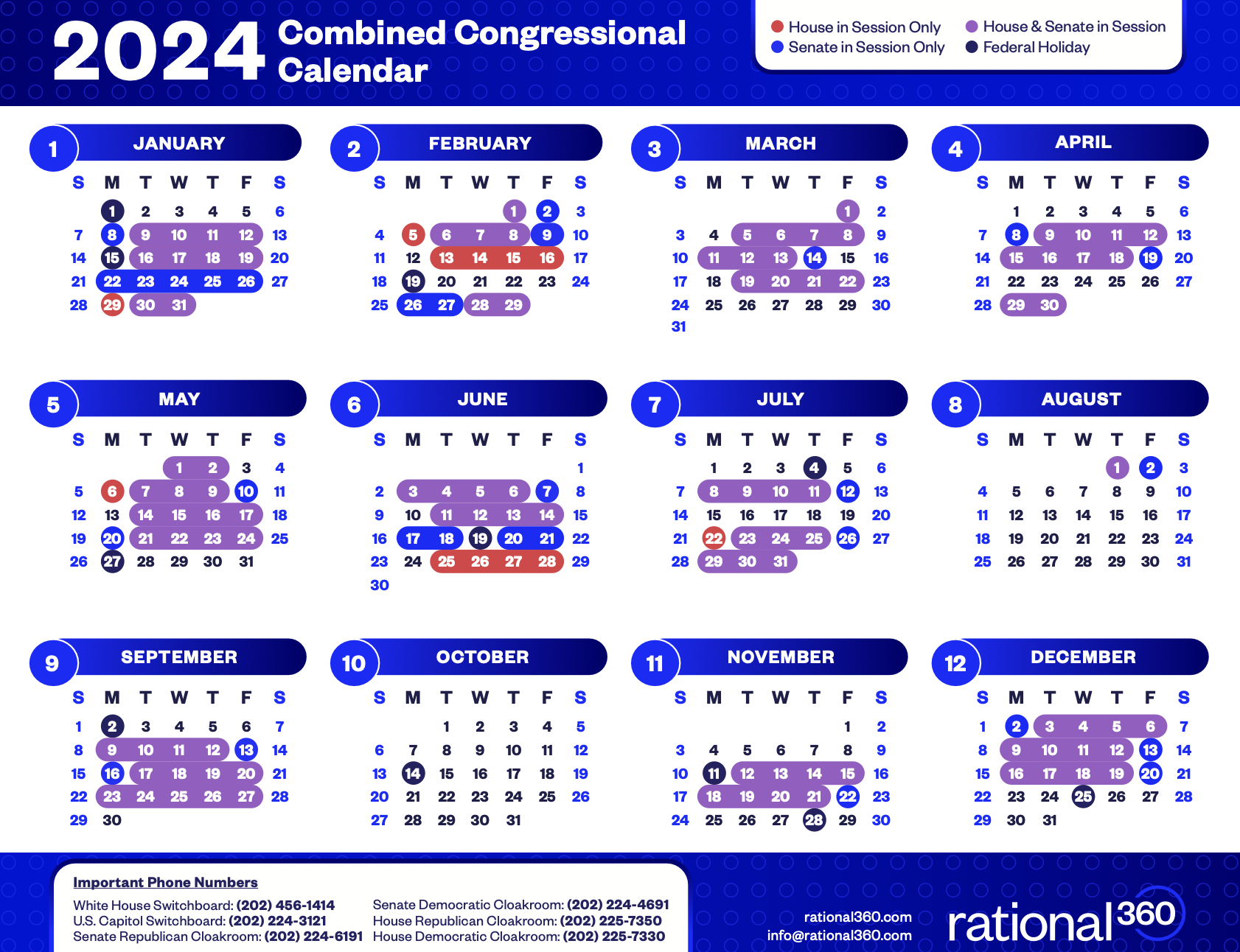 2024 Combined Congressional Calendar Rational 360